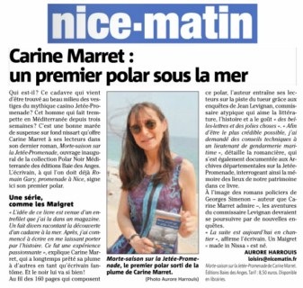Carine Marret écrivain roman policier polar Nice Commissaire Levigan Nice-Matin